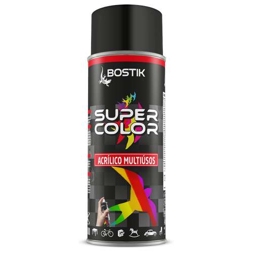 Spray acrílico super color preto brilhante - Bostik (Lata 400ml)