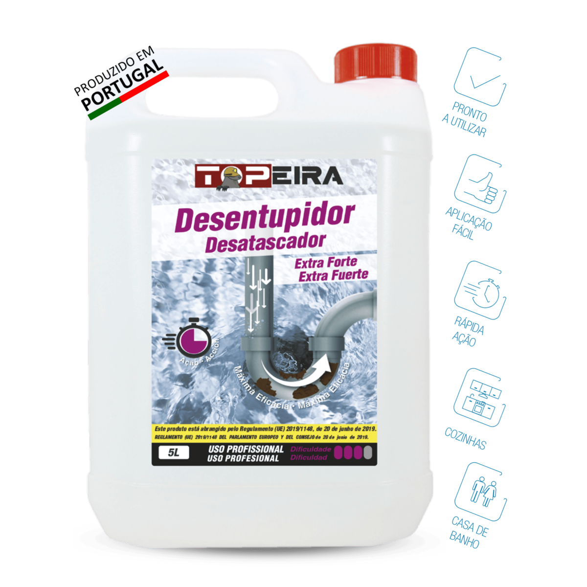 Desentupidor extra forte topeira – Topeira (Jerrican 5L)