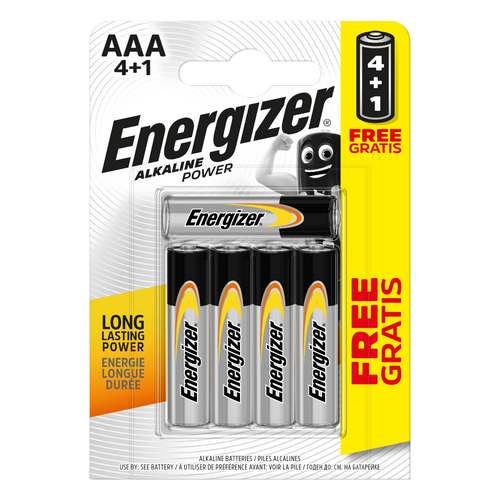 Pilhas alcalinas AAA - Energizer (Blister 4+1)