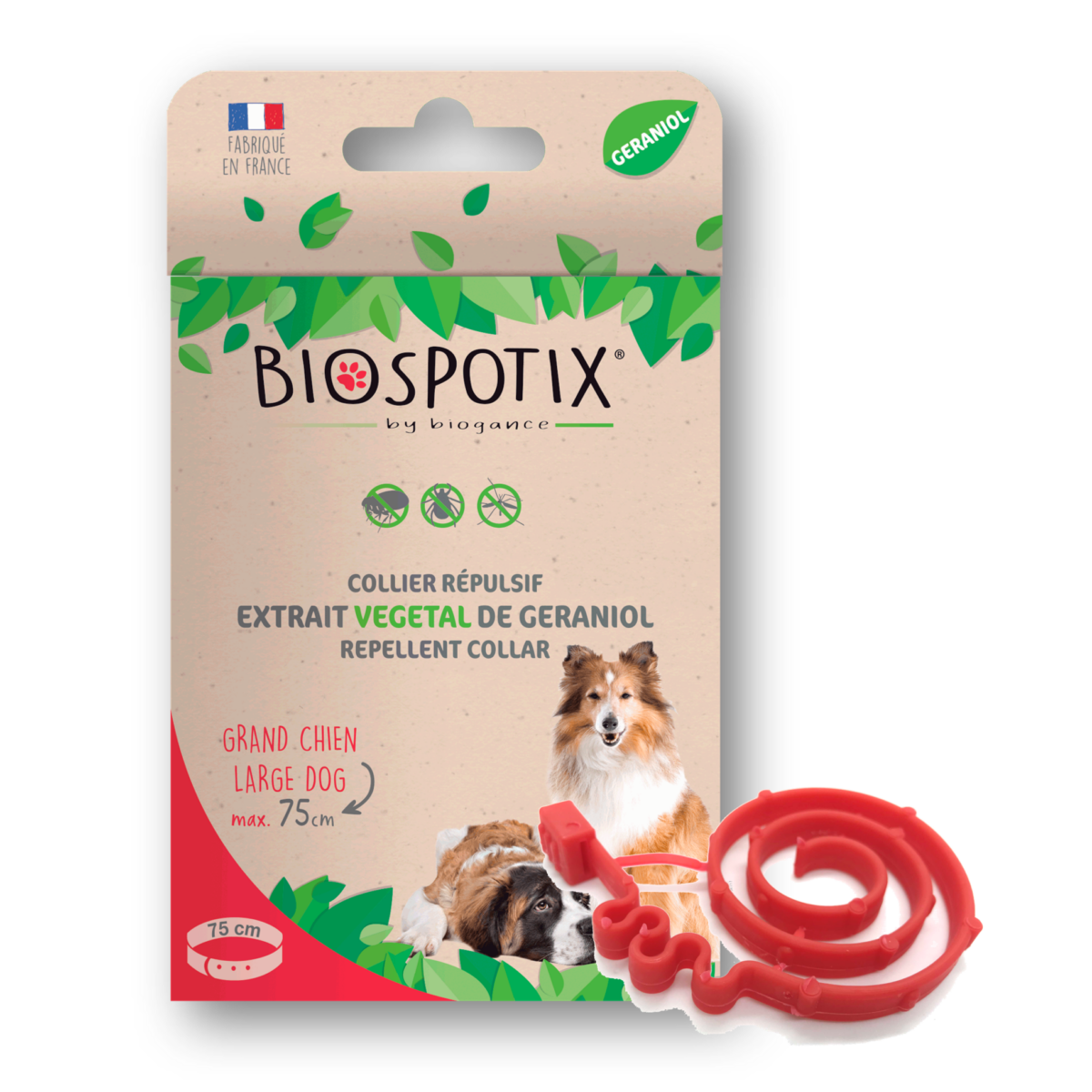 Coleira antiparasitas para cão grande Biospotix 75 cm