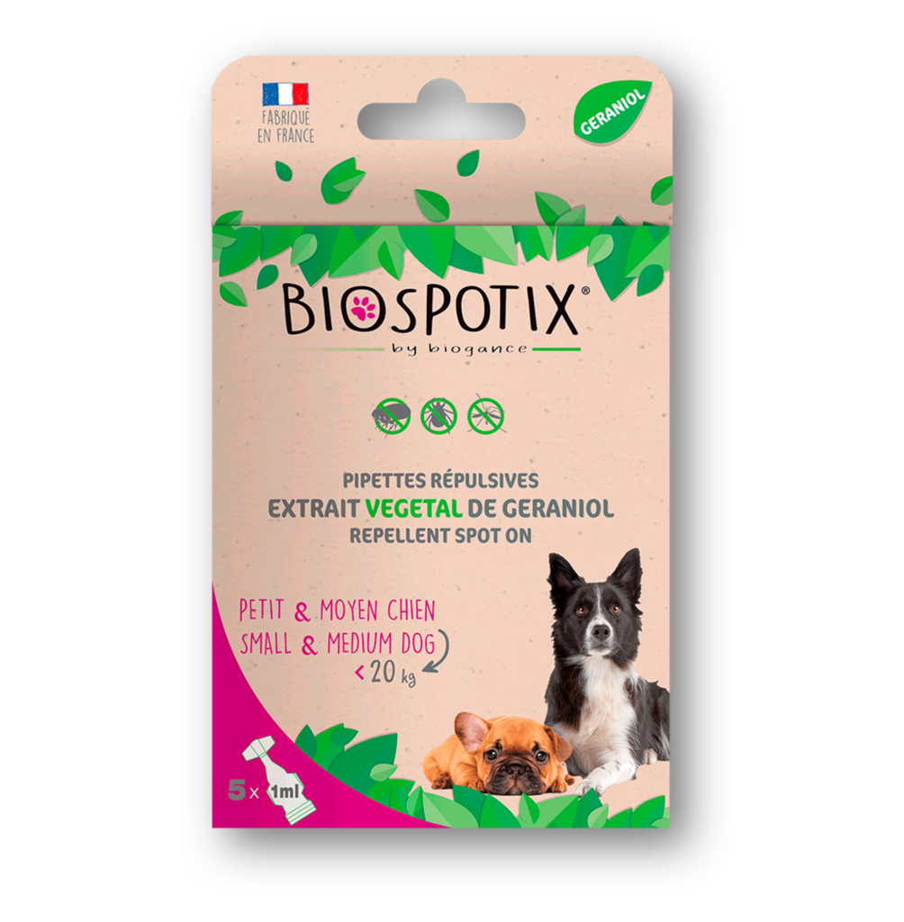 Pipetas antiparasitas para cão pequeno médio Biospotix 5x1ml