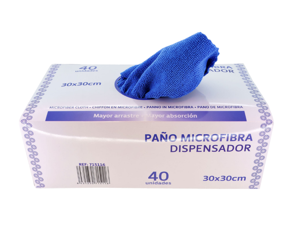 Caixa dispensadora 40 panos microfibra (30cm x 30cm)