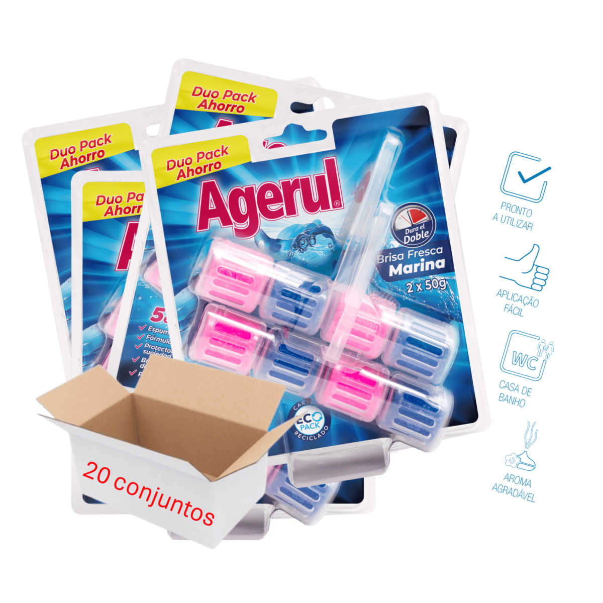Bloco WC Brisa Frescura Marinha – Agerul (2 blocos x 50g x 20un)