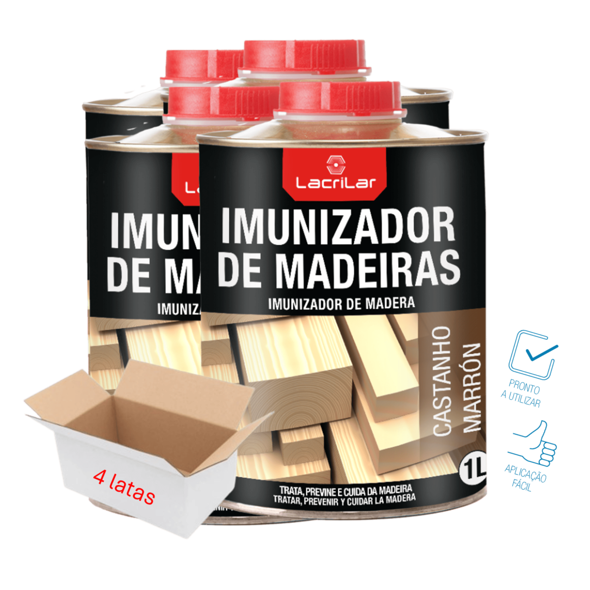 Imunizador de Madeiras Castanho – Lacrilar (4 Latas de 1L)