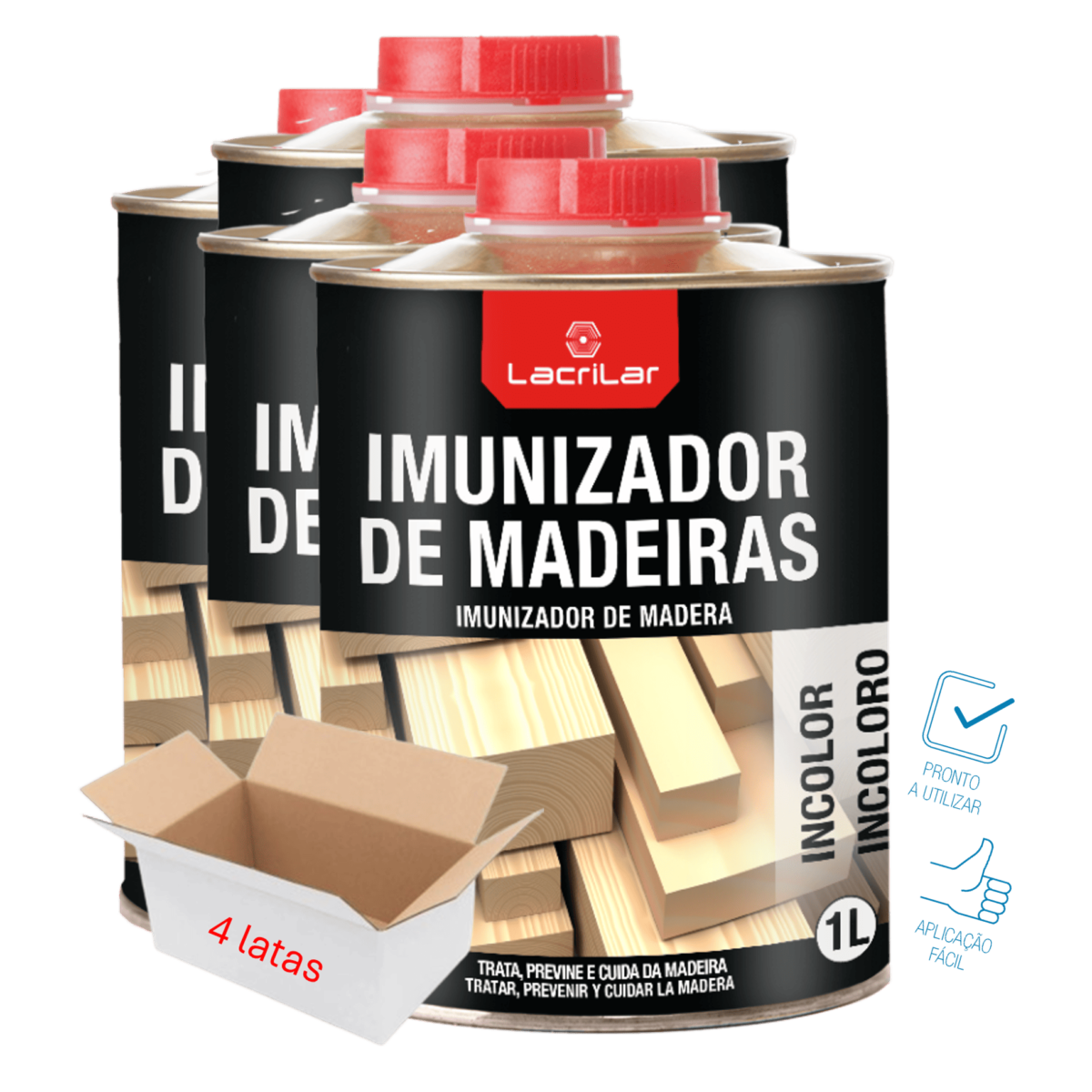 Imunizador de Madeiras Incolor - Lacrilar (4 Latas de 1L)