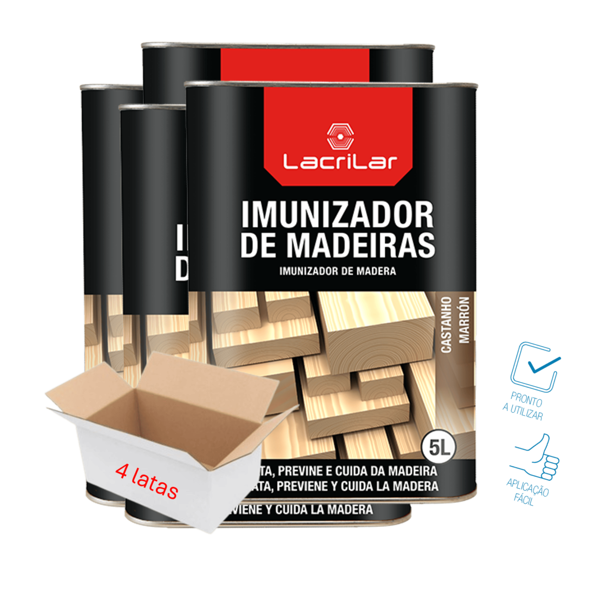 Imunizador de Madeiras Castanho – Lacrilar (4 Latas de 5L)